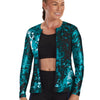 Long Sleeve Zip-Front Aqua Shirt