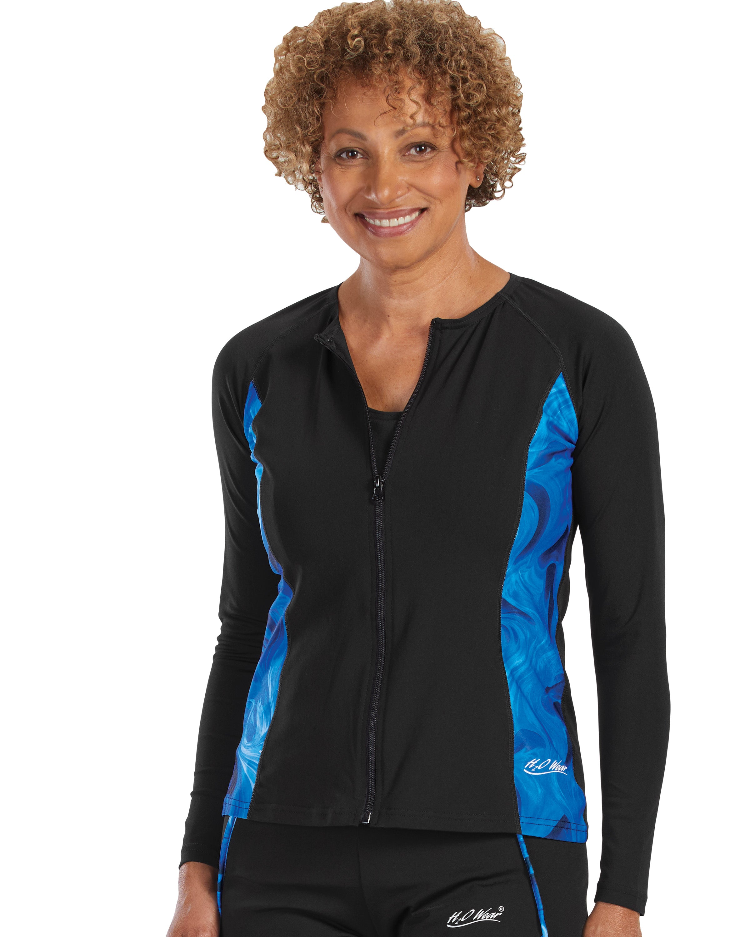 Long Sleeve Zip-Front Maui Aqua Shirt