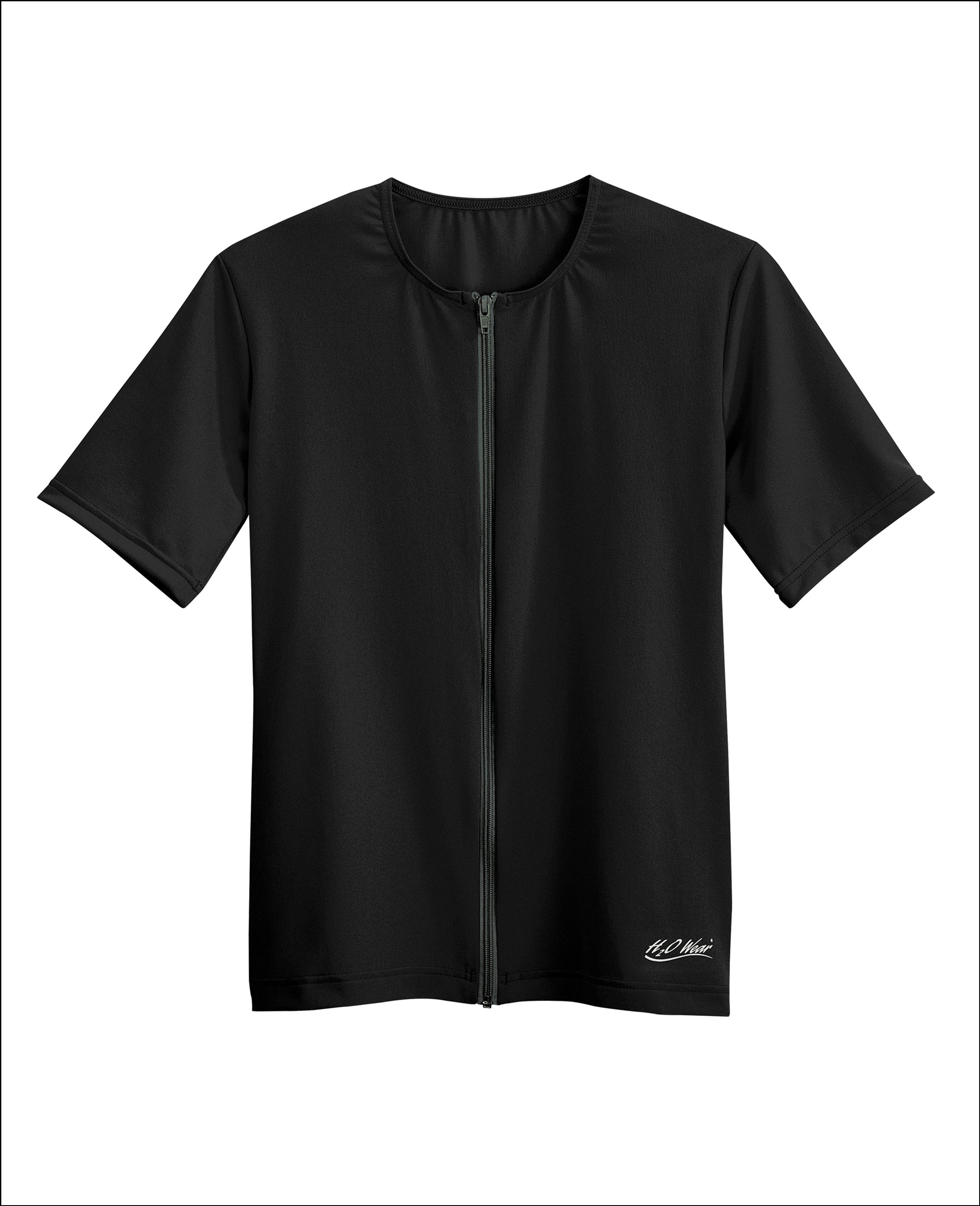 Short Sleeve Zip-Front Aqua Shirt