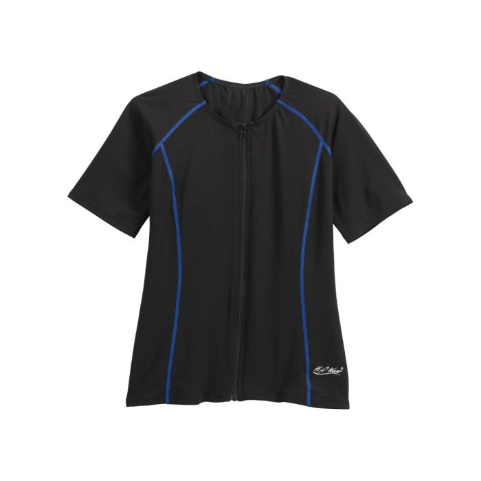 Short Sleeve Zip-Front Aqua Shirt