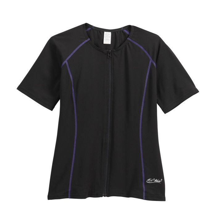 Short Sleeve Zip-Front Aqua Shirt