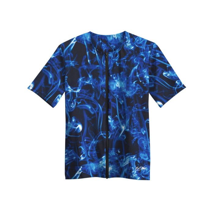 Short Sleeve Zip-Front Aqua Shirt