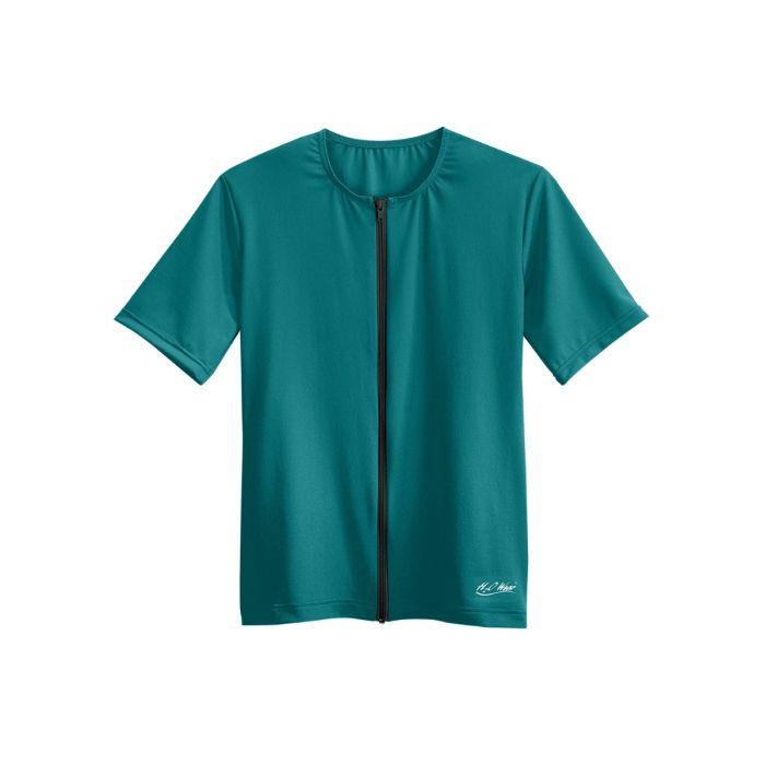 Short Sleeve Zip-Front Aqua Shirt