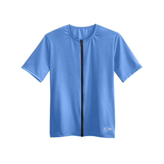 Short Sleeve Zip-Front Aqua Shirt