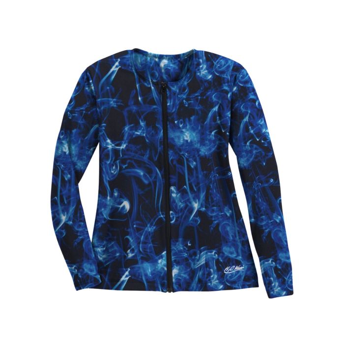 Long Sleeve Zip-Front Aqua Shirt