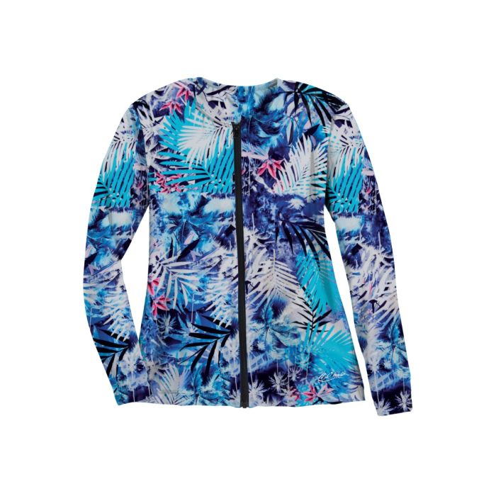 Long Sleeve Zip-Front Aqua Shirt