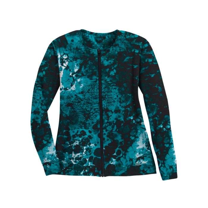 Long Sleeve Zip-Front Aqua Shirt