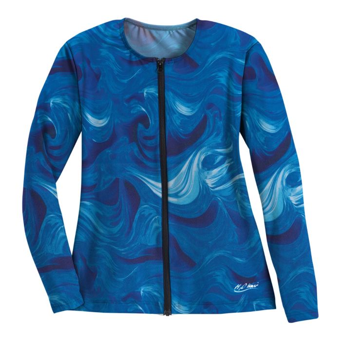 Long Sleeve Zip-Front Aqua Shirt