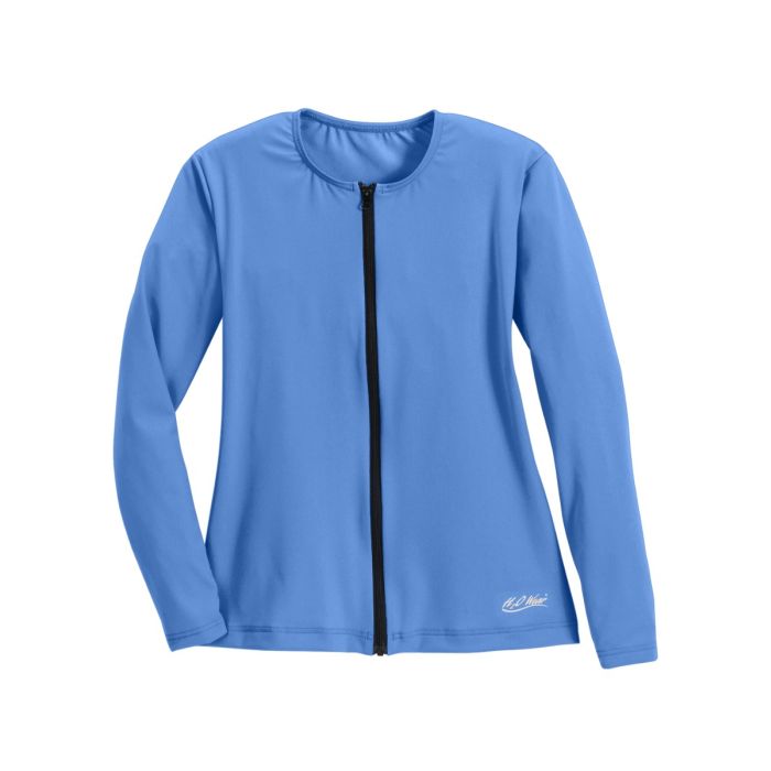 Long Sleeve Zip-Front Aqua Shirt